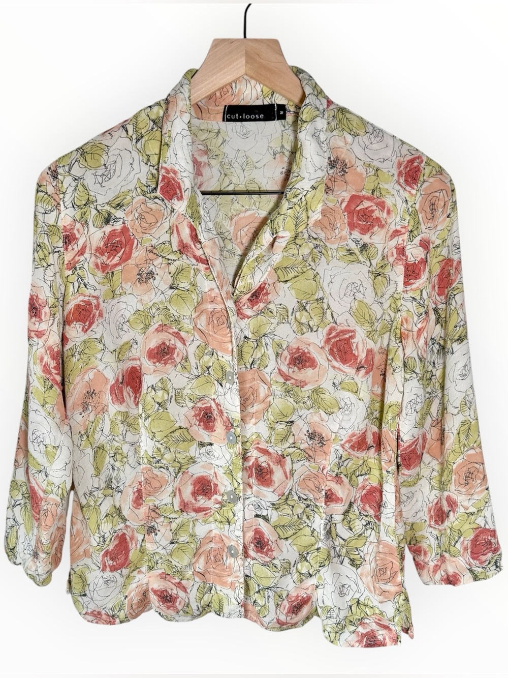 Cut Loose Button Down Shirt Women’s Size Medium Floral Cottagecore Garden